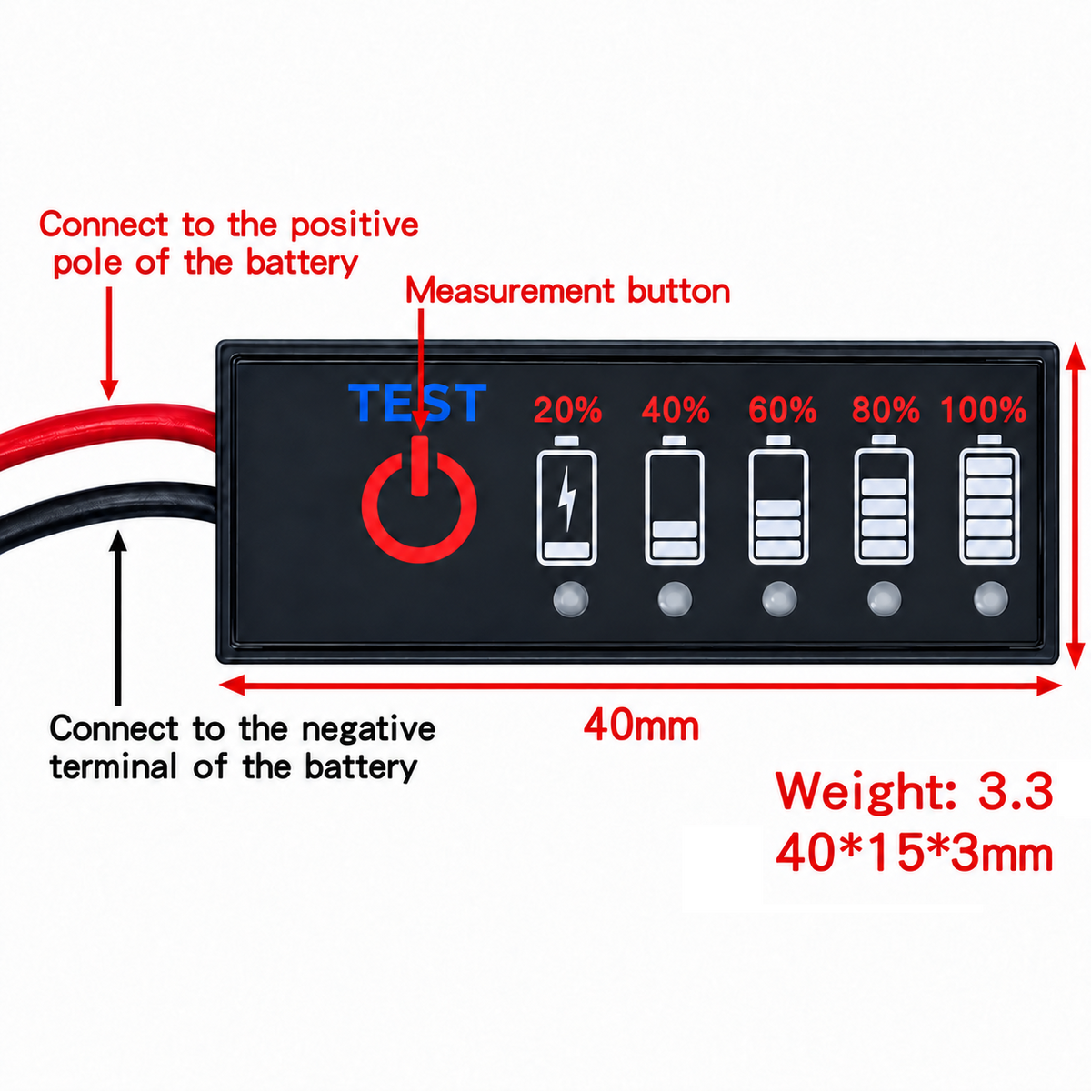 Battery Level Indicator Tester for 12V Lead Acid Battery