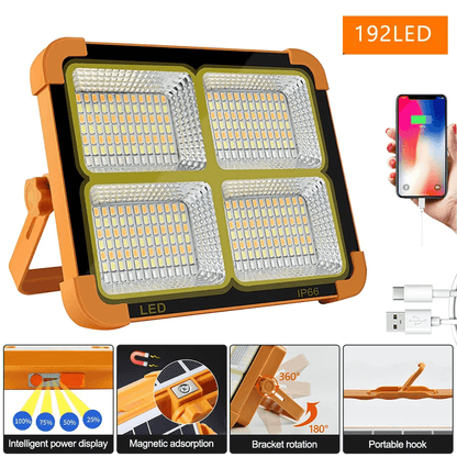 Solar LED Flood Light 400W (USB + Solar + Power Bank)🔋 Water Proof Indoor & Outdoor Power