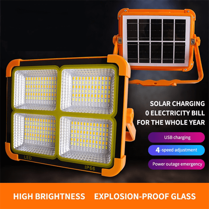 Solar LED Flood Light 400W (USB + Solar + Power Bank)🔋 Water Proof Indoor & Outdoor Power