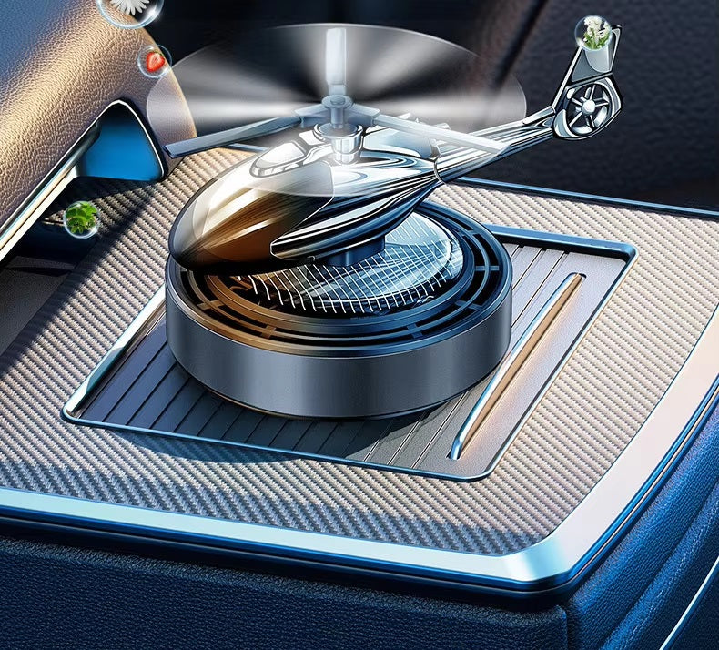 Solar Car Helicopter Air Freshener Stylish| Solar Powered Rotating Helicopter Aroma Diffuser For Car